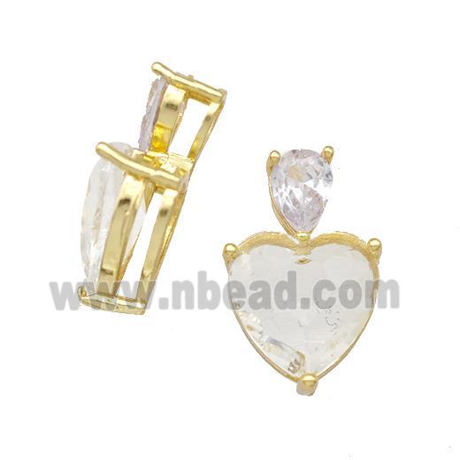 Clear Chinese Crystal Glass Heart Pendant Gold Plated