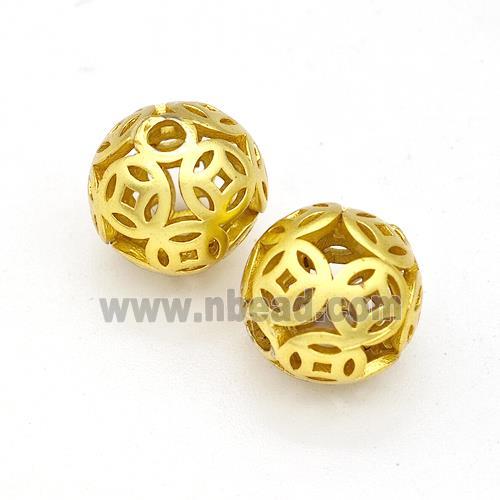 Copper Round Beads Hollow Gold Plated