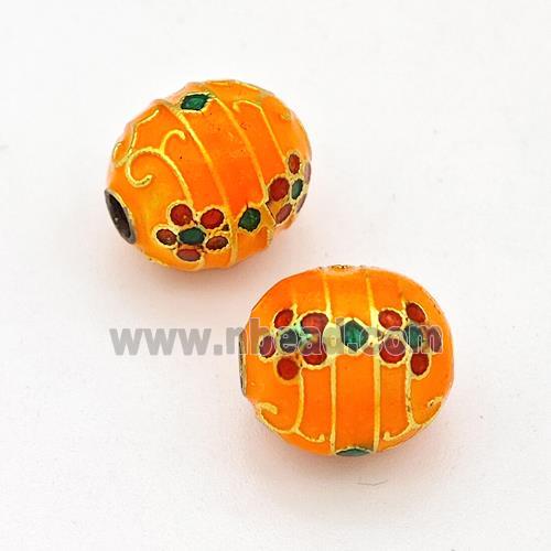 Copper Rice Beads Orange Painted Gold Plated