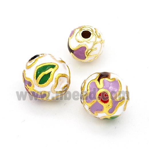 Copper Round Beads Multicolor Enamel Gold Plated