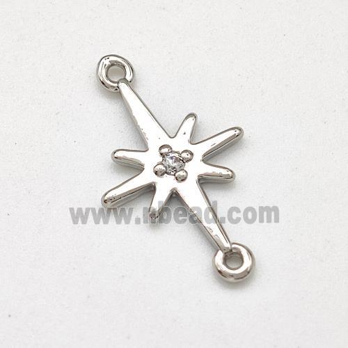 Copper Northstar Pendant Pave Zirconia Platinum Plated