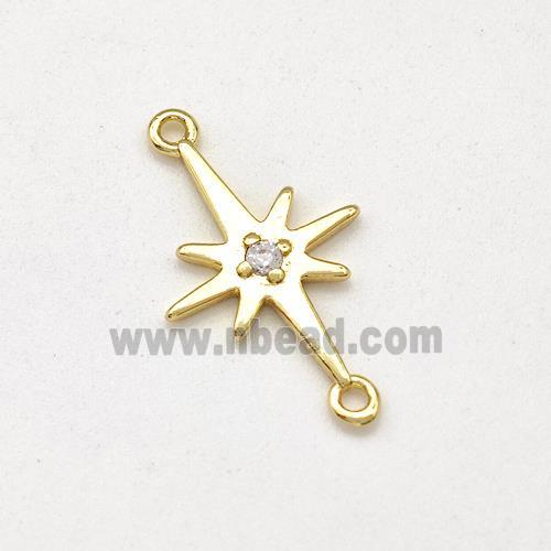 Copper Northstar Pendant Pave Zirconia Gold Plated