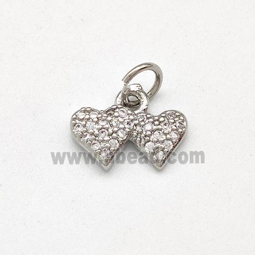 Copper Heart Pendant Pave Zirconia Double Platinum Plated