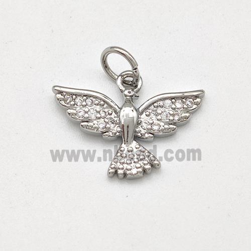 Copper Eagle Pendant Pave Zircoina Hawk Bird Platinum Plated