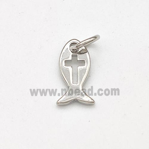 Copper Fish Pendant Cross Platinum Plated