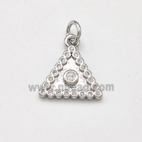 Copper Triangle Pendant Micro Pave Zirconia Platinum Plated