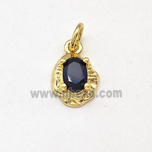 Copper Pendant Pave Black Zirconia Gold Plated