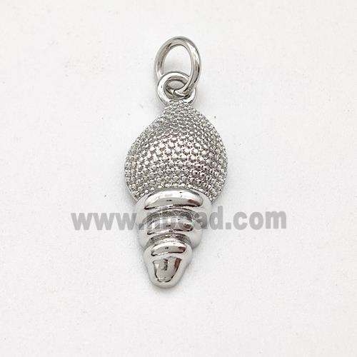 Conch Shell Charms Copper Pendnat Platinum Plated