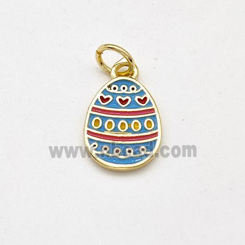 Easter Bunny Egg Charms Copper Pendant Multicolor Enamel Gold Plated