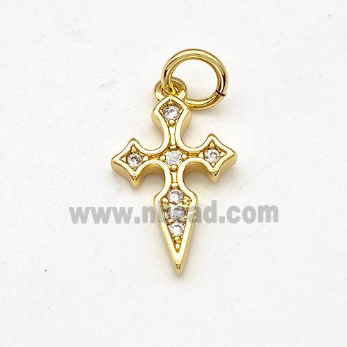 Copper Cross Pendant Micro Pave Zirconia Gold Plated