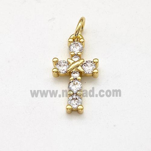 Copper Cross Pendant Micro Pave Zirconia Gold Plated