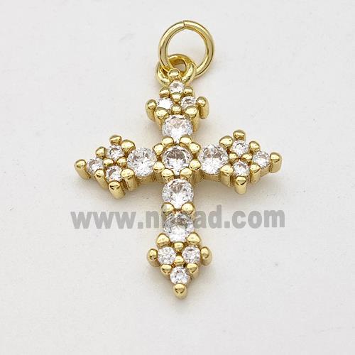 Copper Cross Pendant Micro Pave Zirconia Gold Plated