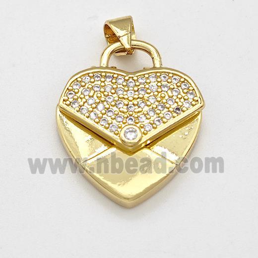 Copper Heart Pendant Micro Pave Zirconia Gold Plated