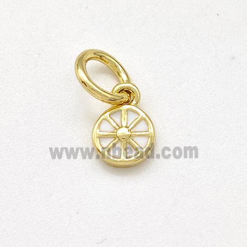 Copper Flower Pendant White Enamel Gold Plated