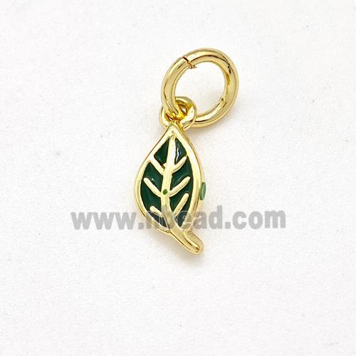 Copper Leaf Pendant Black Enamel Gold Plated