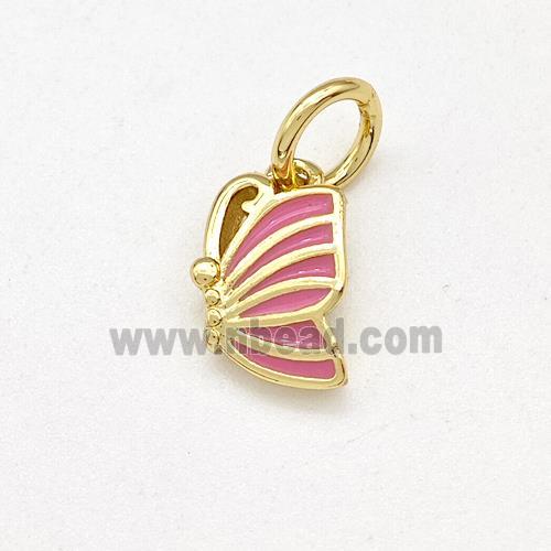 Copper Butterfly Pendant Pink Enamel Gold Plated