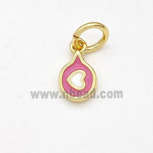 Copper Heart Pendant Pink White Enamel Gold Plated