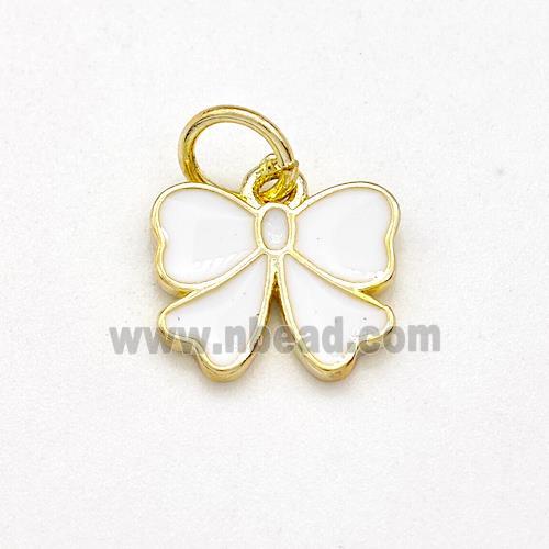 Copper Bow Pendant White Enamel Gold Plated