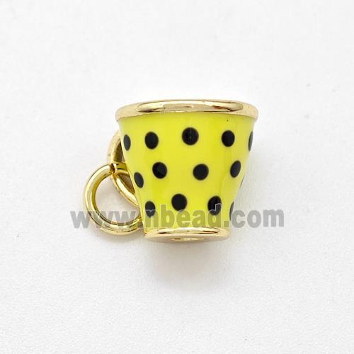 Cup Charms Copper Pendant Yellow Enamel Gold Plated