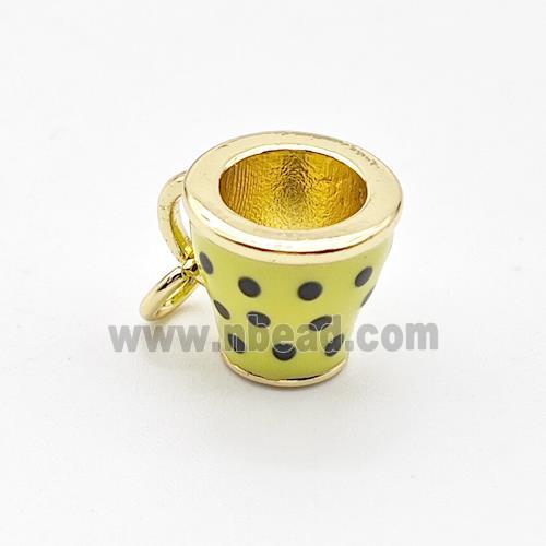 Cup Charms Copper Pendant Yellow Enamel Gold Plated