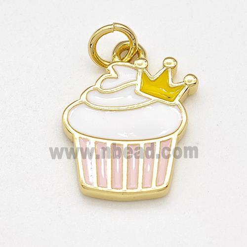 Copper Cake Pendant Multicolor Enamel Crown Gold Plated