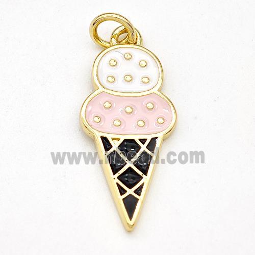 Ice Cream Charms Copper Pendant Multicolor Enamel Gold Plated