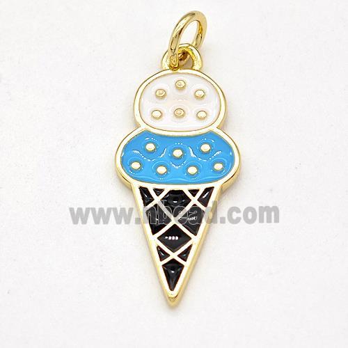 Ice Cream Charms Copper Pendant Multicolor Enamel Gold Plated