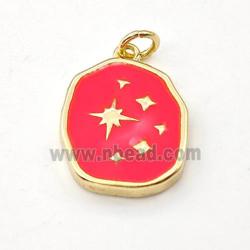 Copper Northstar Pendant Red Enamel Gold Plated