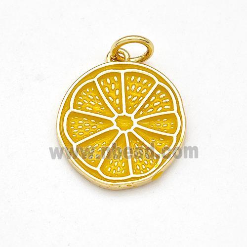 Lemon Charms Copper Fruit Pendant Yellow Enamel Gold Plated