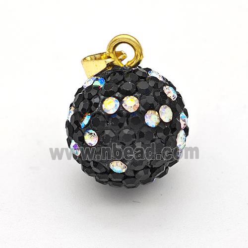 Clay Round Pendant Micro Pave Black Rhinestone