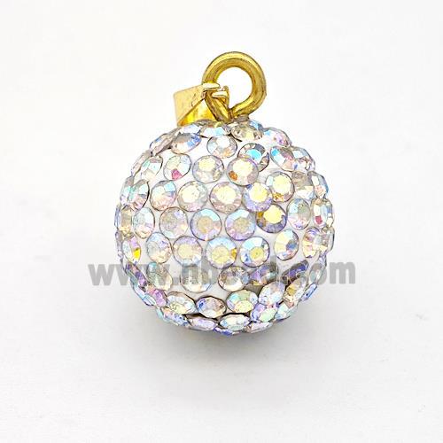 Clay Round Pendant Micro Pave Rhinestone AB-Color