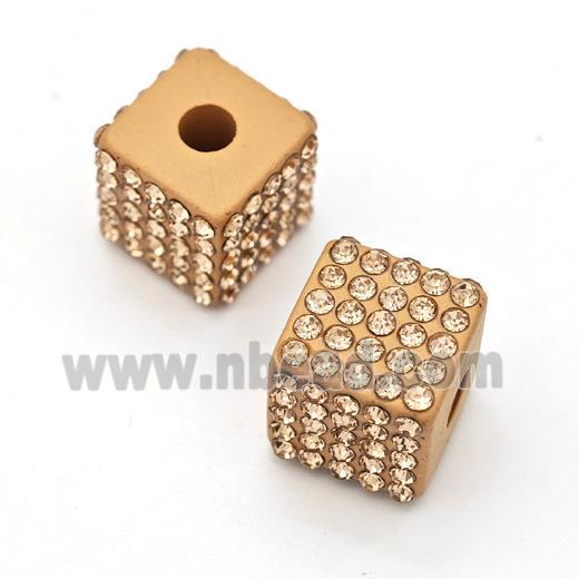 Resin Cube Beads Micro Pave Rhinestone Large Hole