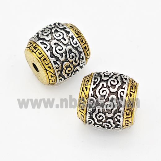 Tibetan Style Alloy Barrel Beads Lucky Cloudy Antique Silver Gold