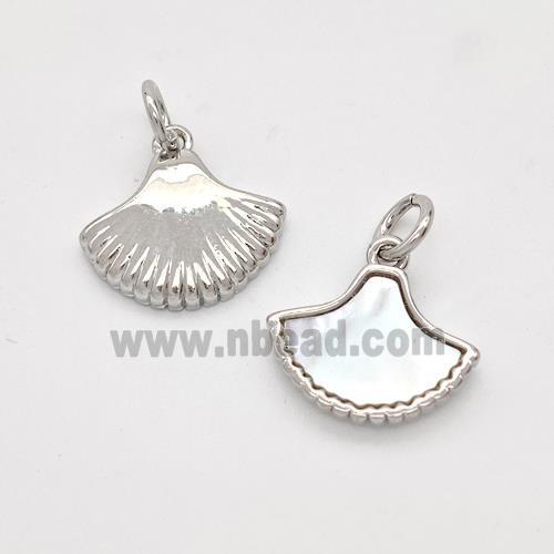 Copper Scallop Pendant Pave Shell Platinum Plated