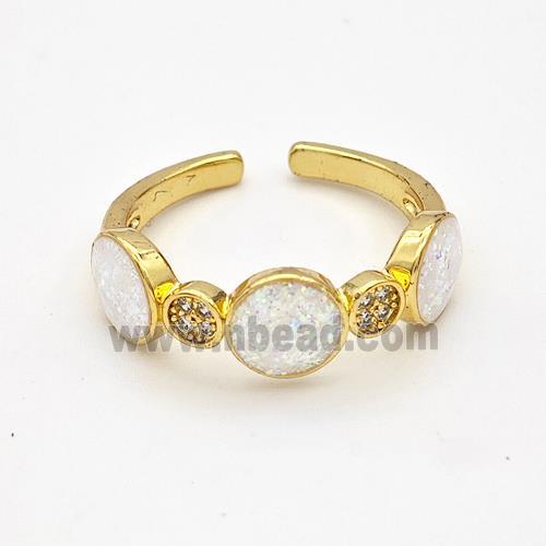 Copper Rings Pave White Fire Opal Zirconia 18K Gold Plated