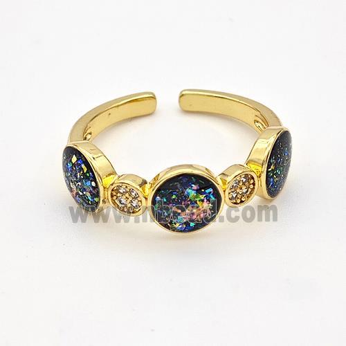 Copper Rings Pave Fire Opal Zirconia 18K Gold Plated