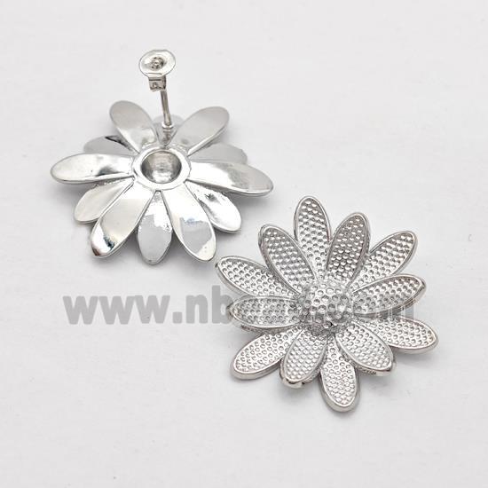 Copper Sunflower Stud Earrings Platinum Plated