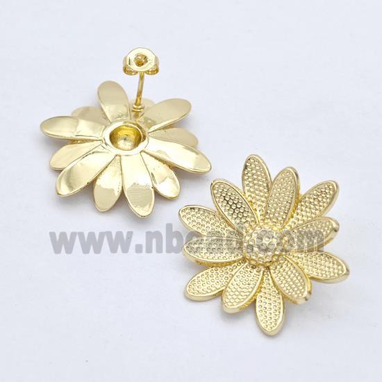 Copper Sunflower Stud Earrings Gold Plated