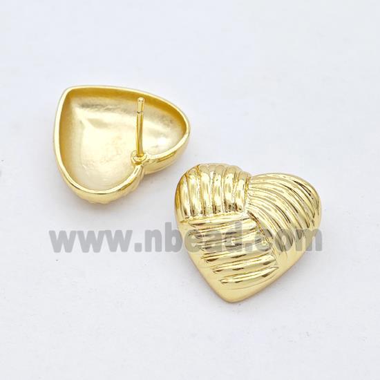 Copper Heart Stud Earrings Gold Plated