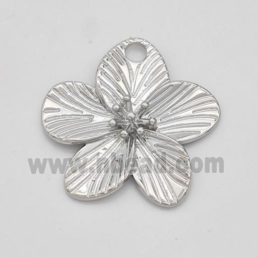 Copper Flower Pendant Platinum Plated