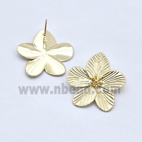 Copper Flower Stud Earrings Gold Plated