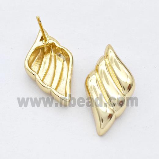 Copper Angel Wings Stud Earrings Gold Plated