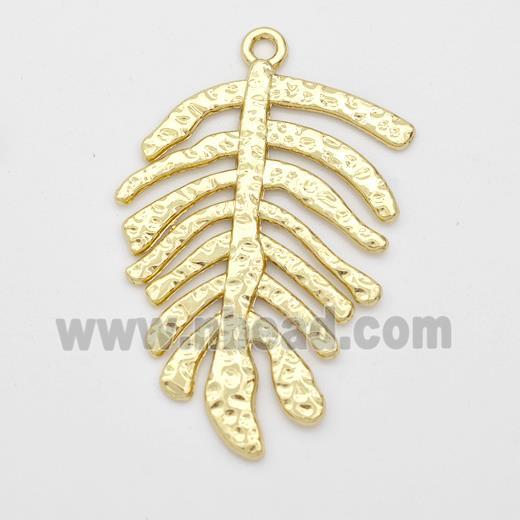 Copper Leaf Pendant Monstera Hammered Gold Plated