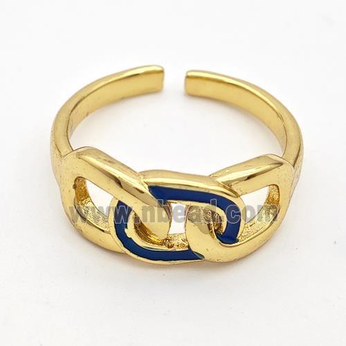 Copper Rings Blue Enamel Gold Plated