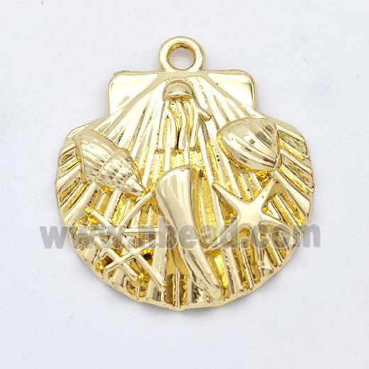 Scallop Charms Copper Shell Pendant Ocean Style Gold Plated