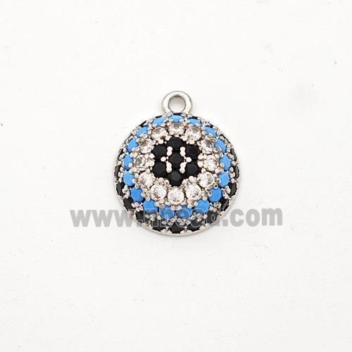 Copper Circle Pendant Micro Pave Zirconia Flower Platinum Plated