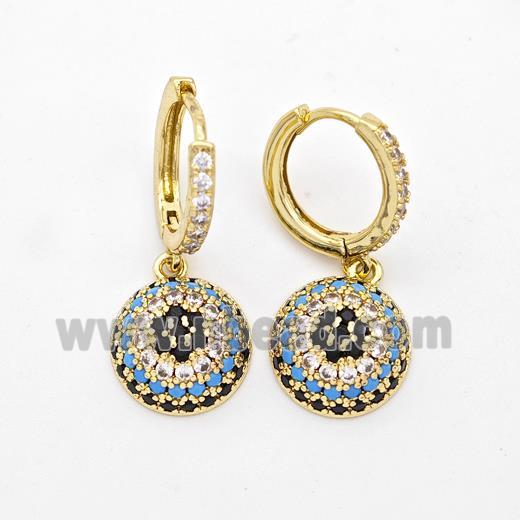 Copper Hoop Earrings Micro Pave Zirconia Flower Gold Plated