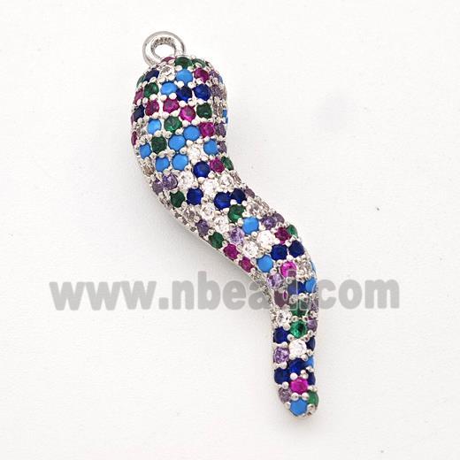 Copper Chili Pendant Micro Pave Zirconia Capsicum Platinum Plated