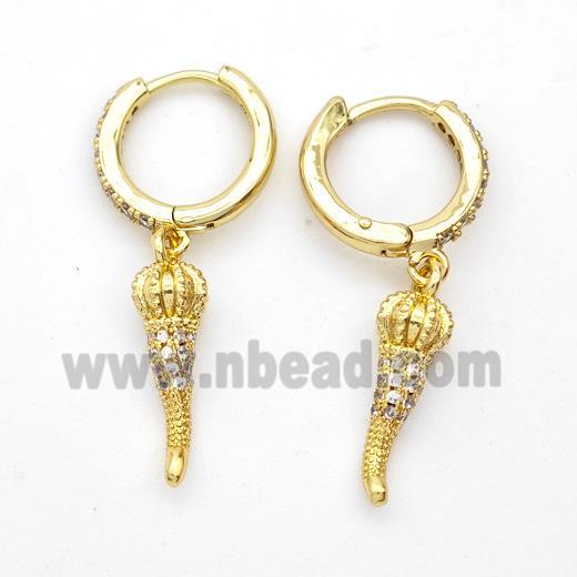 Copper Chili Hoop Earrings Pave Zirconia Capsicum Gold Plated