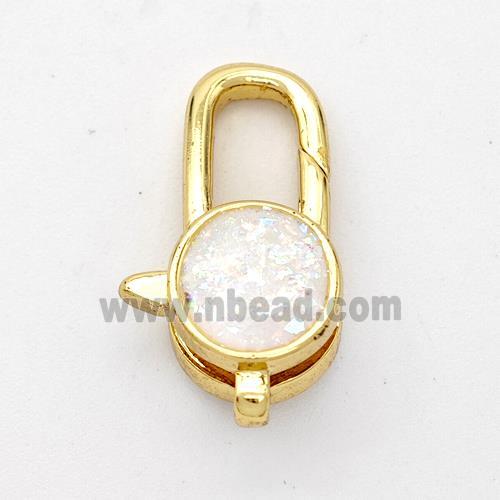 Copper Lobster Clasp Pave Fire Opal Circle 18K Gold Plated